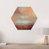 Hexagon Holzbild Leuchtendes Feld im Sonnenlicht - Schmucker 