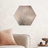 Hexagon Holzbild Grashalm mit Tautropfen - Sillen 
