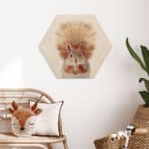 Hexagon-Holzbild Kleines Eichhörnchen - Sisi & Seb 