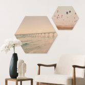 Hexagon-Holzbild Seebrücke über dem Meer - Sisi & Seb 