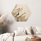 Hexagon-Holzbild Fliegende Kraniche - SpaceFrog Designs 