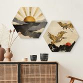 Hexagon Holzbild SpaceFrog Designs - Goldene Dämmerung 