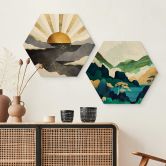 Hexagon Holzbild SpaceFrog Designs - In den Bergen 