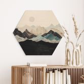 Hexagone - Bois Paysage de montagne tranquille au crépuscule - SpaceFrog Designs 