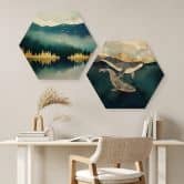 Hexagon Holzbild SpaceFrog Designs - Verbundenheit 