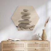 Hexagon Holzbild Steine am Meer 