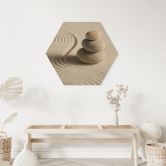 Hexagon Holzbild Stone in Sand 2 