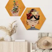 Hexagon Holzbild Treechild - Blumige Frida 