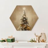 Hexagone - Bois Sapin de Noël doré - Treechild 