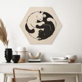 Hexagon Holzbild Katzen Ying & Yang - Tunaboylu 