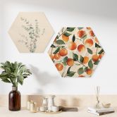 Hexagon Holzbild Fruchtige Mandarinen - UN Designs 