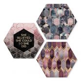 Hexagone - alu-Dibond Fredriksson - Géométrie en violet et or 