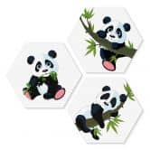 Alu-Dibond Wandbild Verspielte Pandas - 3er Set - Hexagon 