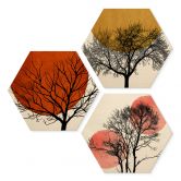 Hexagon Holzbild Kubistika - Warmer Sonnenuntergang Set (3-teilig) 
