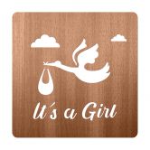 Holz-Deko Baby - It's a Girl - Mahagoni 