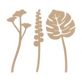 Holzdeko MDF Tropische Blumen (3-teilig) - Natur - Höhe: 30 cm 