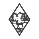 MDF-Holzdeko Hirsch im Wald in Rautenform 