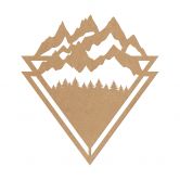 Holzdeko Line-Art - Landschaft: Berge mit Wald - MDF Natur 