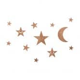 Holzdeko Mond und Sterne Set - Kawaii - Mahagoni 
