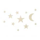 Holzdeko Mond und Sterne Set - Kawaii - Pappel 
