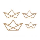 Kinderzimmer Wanddeko Schiff Origami - MDF Natur (4-teilig) - 34x21 cm 