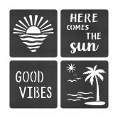3D MDF-Deko Sonne, Strand und Palmen (4er-Set) 