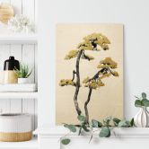 Holzbild Blühender Bonsai - Pflanzen-Motiv - Amini 