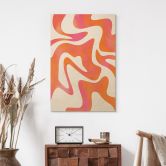 Holzbild Abstrakte Wellen in Orange-pink - Bloom 