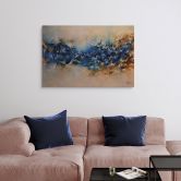 Holzbild Blau-goldene Interaktion - Fedrau 