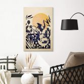 Holzbild Goed Blauw - Linolschnitt Kranich 