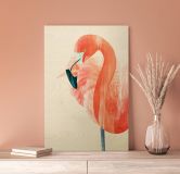 Holzbild Goed Blauw - Pink Flamingo 