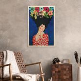 Holzbild Frau mit Blütenpracht im Haar - Hülya 