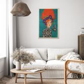 Holzbild Schmetterlingsfrau mit Blütenkranz - Hülya 