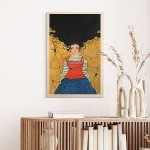 Holzbild Träumerin im goldenen Licht - Hülya 
