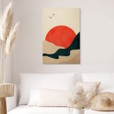 Holzbild Sonnenaufgang in der Landschaft mit Tauben - Kubistika 