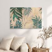 Holzbild Exotische Palmenblätter in Gold-grün - Manovski 