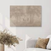 Holzbild Wald - Hirsche im Nebelwald - Ms Tiff 