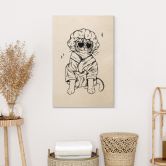 Holzbild Entspannte Katze mit Herzbrille - Royle 