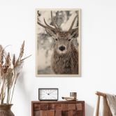 Houten Wanddecoratie hert in een sneeuwjacht - Strigel 
