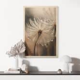 Holzbild Pusteblume in Morgentau - Treechild 