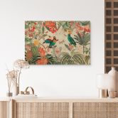 Holzbild Exotischer Dschungel mit Papageien - UN Designs 