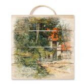 Holzbild Gauguin - Bauernhaus in der Normandie - 40x41,5 cm 