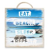 Holzbild Eat. Beach. Sleep. Repeat. - 40x41,5 cm 