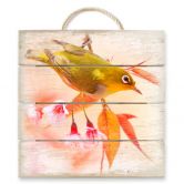 Holzbild Vogelgezwitscher in der Kirschblüte - 40x41,5 cm 