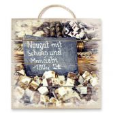 Holzbild Nougat mit Schokolade und Mandeln - 40x41,5 cm 