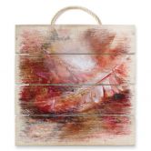Holzbild Schmucker - Feder und Glaskugel - 40x41,5 cm 