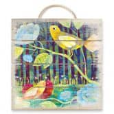 Holzbild Blanz - Vögel im Wald - 40x41,5 cm 