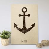Holzbild Moin mit Anker - Shabby 