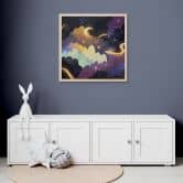 Houten Wanddecoratie van een vlieger vliegend door sterrenwolken - DigitalArtsi 
