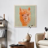 Holzbild Oranges Alpaca - Zwara - Quadratisch 